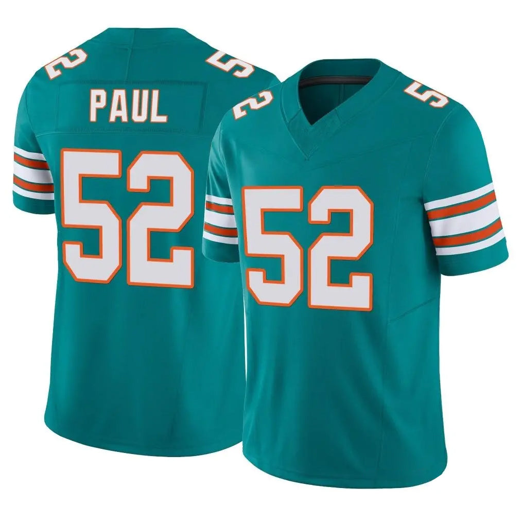Johmsee M.Dolphins #52 Patrick Paul Player Aqua Limited Alternate Vapor F.U.S.E. Home Game Stitched Jerseys