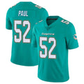 Johmsee M.Dolphins #52 Patrick Paul Player Aqua Limited Vapor Untouchable Home Game Stitched Jerseys