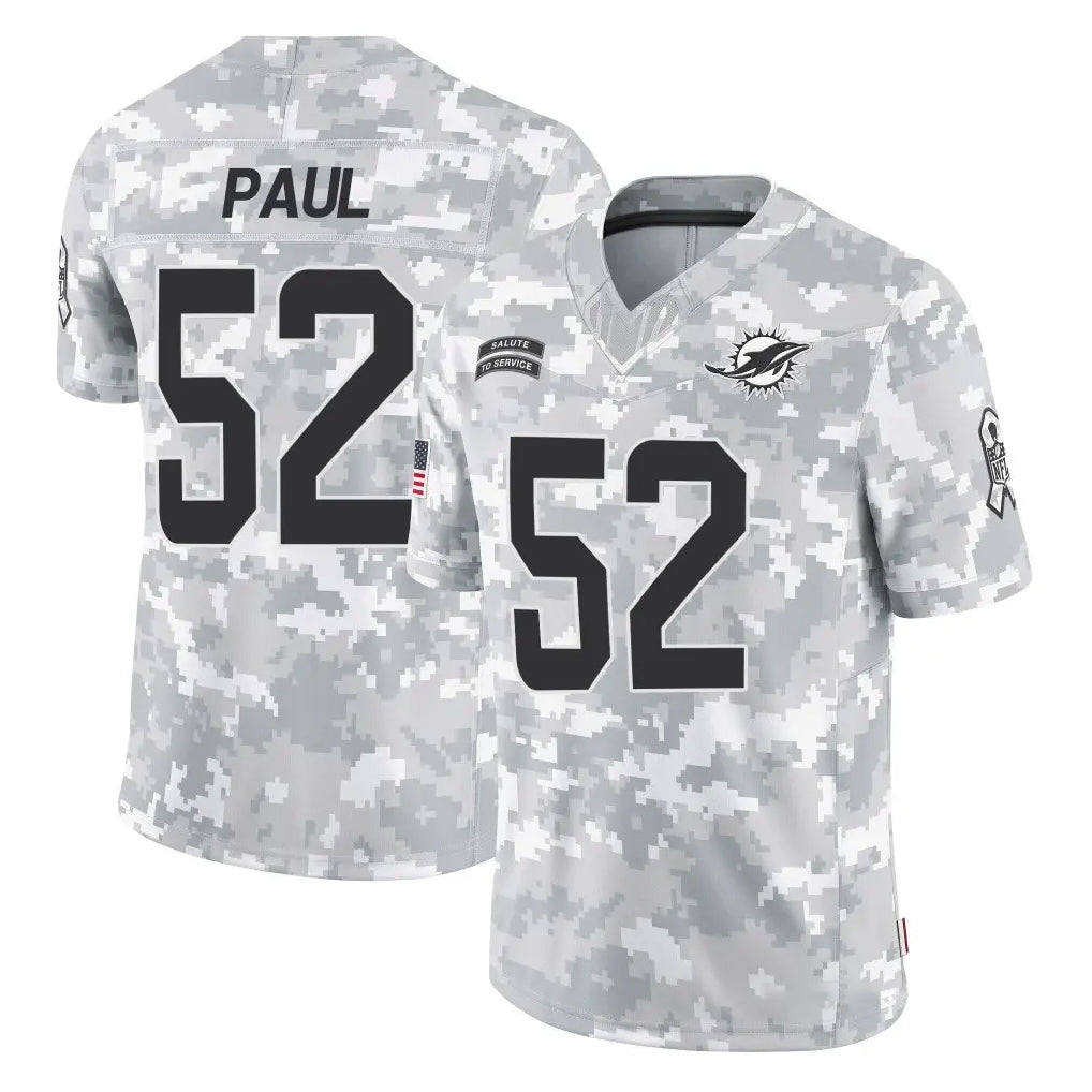 Johmsee M.Dolphins #52 Patrick Paul Player Arctic Camo Salute To Service Limited Game Stitched Jerseys