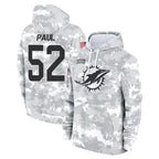 Johmsee M.Dolphins #52 Patrick Paul Player Arctic Camo Salute to Service Hoodies Limited Game Stitched Jerseys