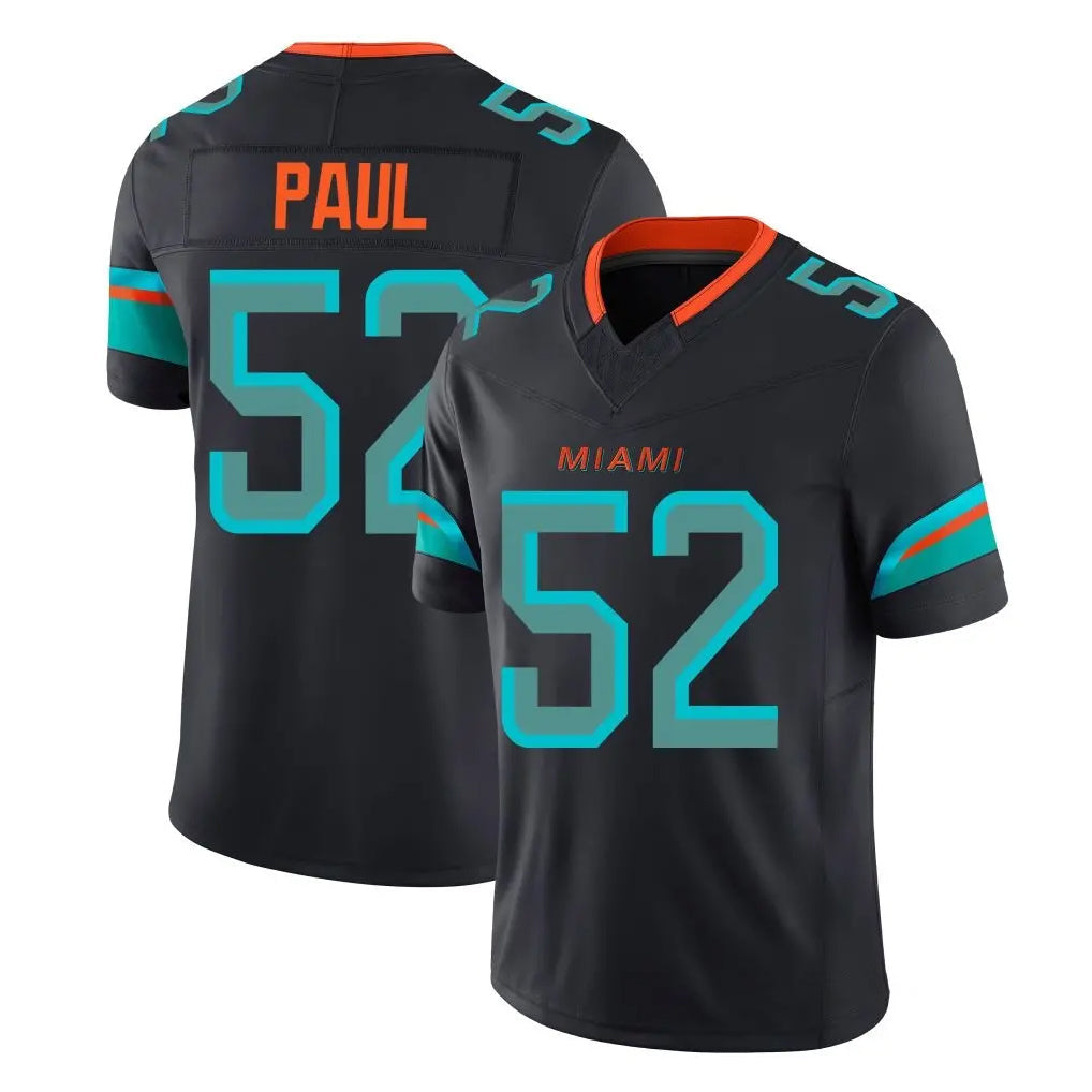 Johmsee M.Dolphins #52 Patrick Paul Player Black Limited Pitch Rivalries Collection Home Game Stitched Jerseys