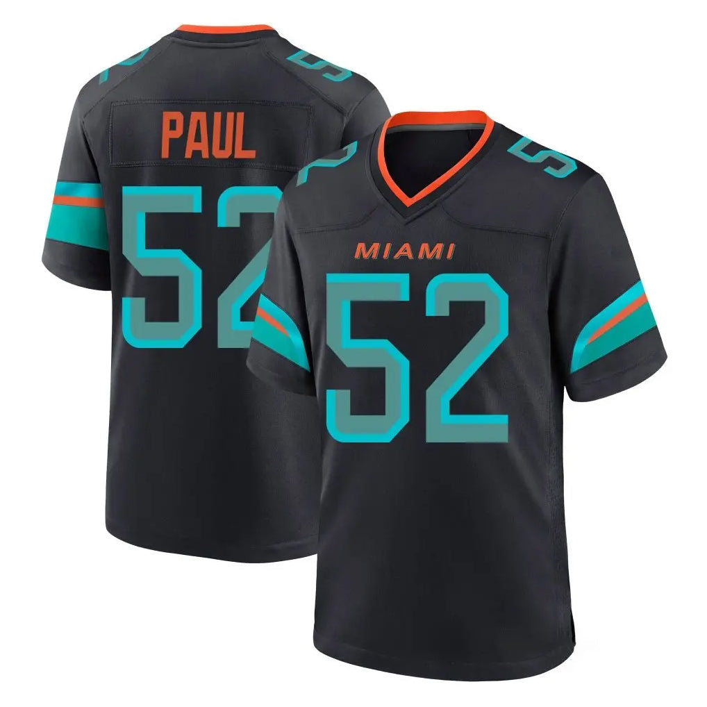 Johmsee M.Dolphins #52 Patrick Paul Player Black Pitch Rivalries Collection Home Game Stitched Jerseys
