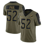 Johmsee M.Dolphins #52 Patrick Paul Player Olive Salute To Service Limited Game Stitched Jerseys