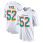 Johmsee M.Dolphins #52 Patrick Paul Player White Fashion Home Game Stitched Jerseys