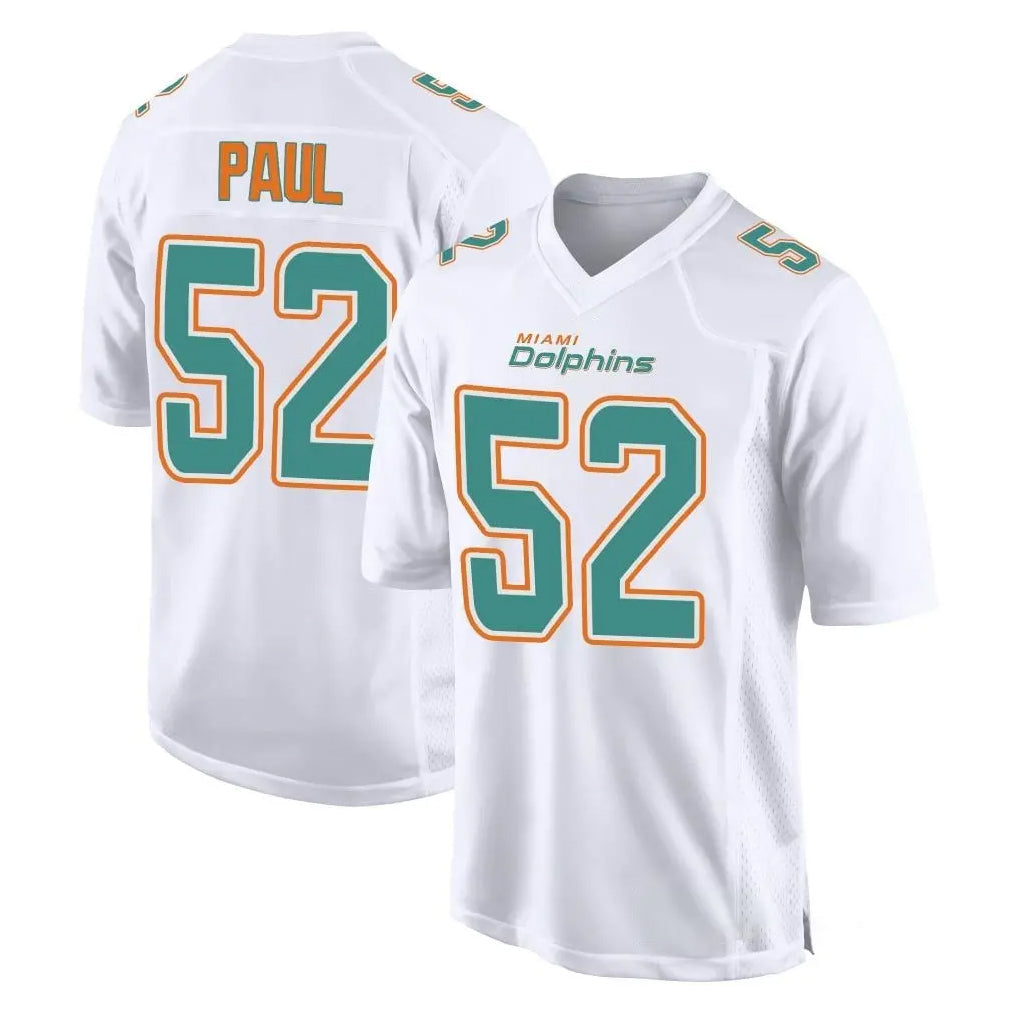 Johmsee M.Dolphins #52 Patrick Paul Player White Fashion Home Game Stitched Jerseys