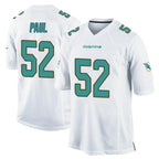 Johmsee M.Dolphins #52 Patrick Paul Player White Home Game Stitched Jerseys