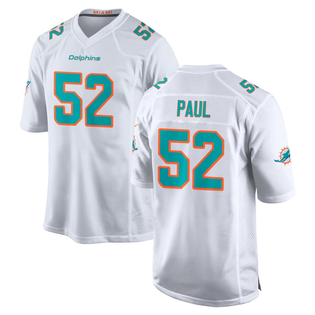 Johmsee M.Dolphins #52 Patrick Paul Player White Limited Home Game Stitched Jerseys