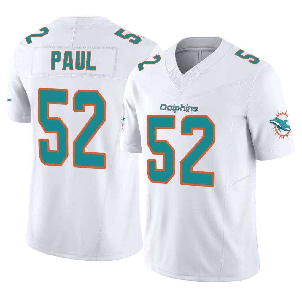 Johmsee M.Dolphins #52 Patrick Paul Player White Limited Vapor F.U.S.E. Home Game Stitched Jerseys