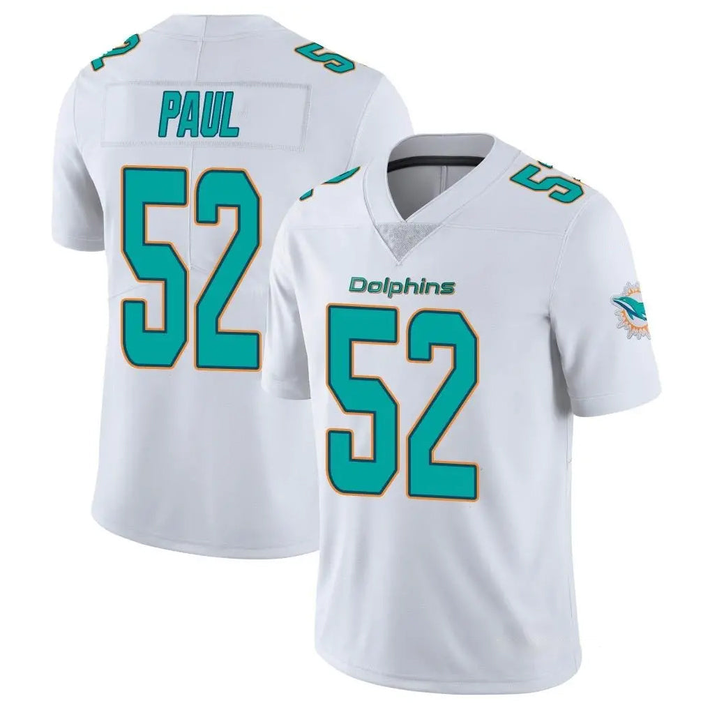 Johmsee M.Dolphins #52 Patrick Paul Player White Limited Vapor Untouchable Home Game Stitched Jerseys