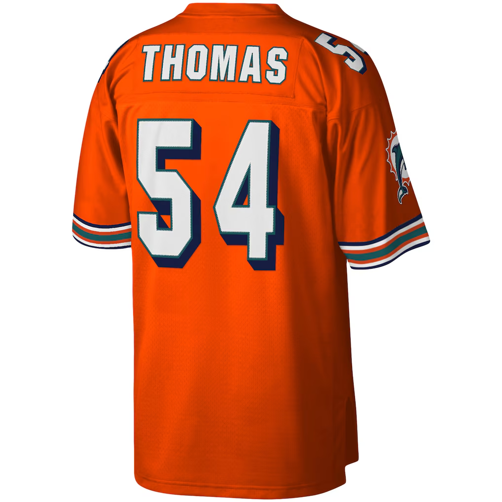 Johmsee M.Dolphins #54 Zach Thomas Mitchell & Ness Orange Legacy Replica Stitched Puhic Jersey