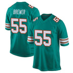Johmsee M.Dolphins #55 Aaron Brewer Player Aqua Alternate Home Game Stitched Jerseys