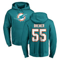 Johmsee M.Dolphins #55 Aaron Brewer Player Aqua LOGO Pullover Hoodies Limited Stitched Jerseys
