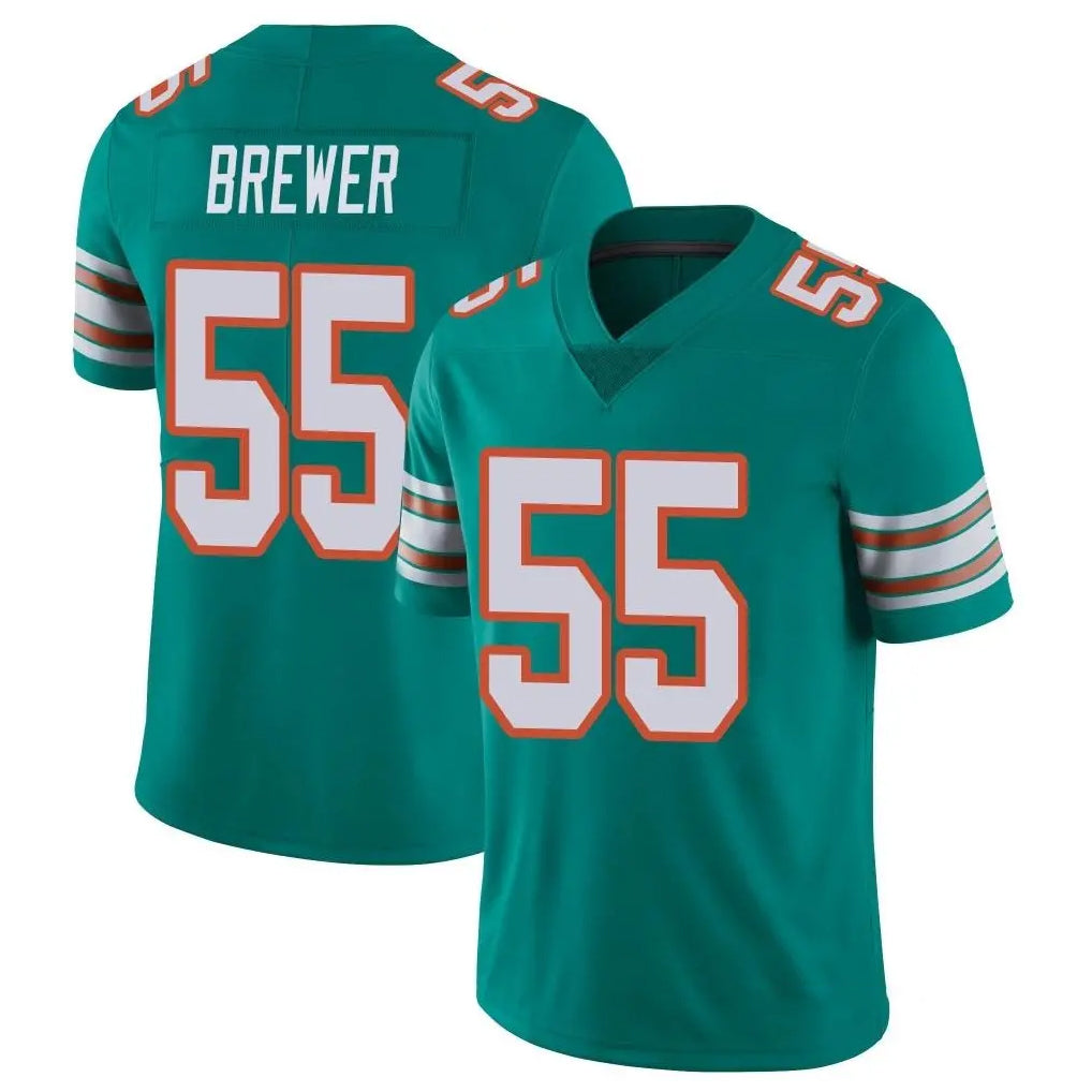 Johmsee M.Dolphins #55 Aaron Brewer Player Aqua Limited Alternate Vapor Untouchable Home Game Stitched Jerseys