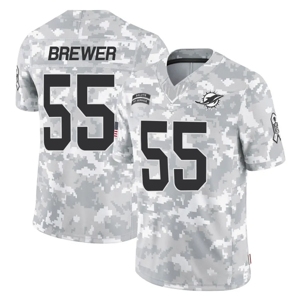 Johmsee M.Dolphins #55 Aaron Brewer Player Arctic Camo Salute To Service Limited Game Stitched Jerseys