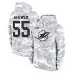 Johmsee M.Dolphins #55 Aaron Brewer Player Arctic Camo Salute to Service Hoodies Limited Game Stitched Jerseys