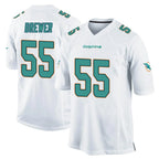 Johmsee M.Dolphins #55 Aaron Brewer Player White Home Game Stitched Jerseys