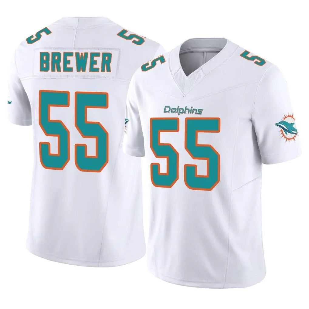Johmsee M.Dolphins #55 Aaron Brewer Player White Limited Vapor F.U.S.E. Home Game Stitched Jerseys