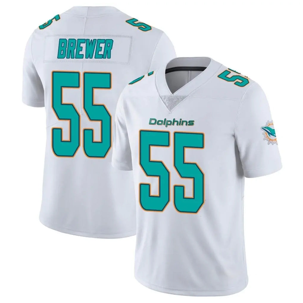 Johmsee M.Dolphins #55 Aaron Brewer Player White Limited Vapor Untouchable Home Game Stitched Jerseys