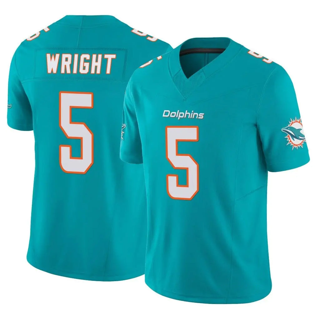 Johmsee M.Dolphins #5 Jaylen Wright Player Aqua Limited Vapor F.U.S.E. Home Game Stitched Jerseys