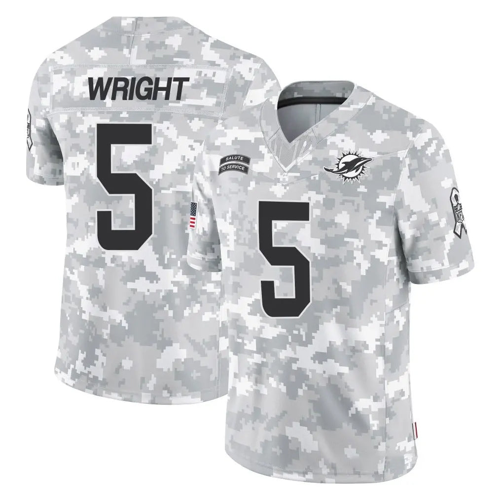 Johmsee M.Dolphins #5 Jaylen Wright Player Arctic Camo Salute To Service Limited Game Stitched Jerseys