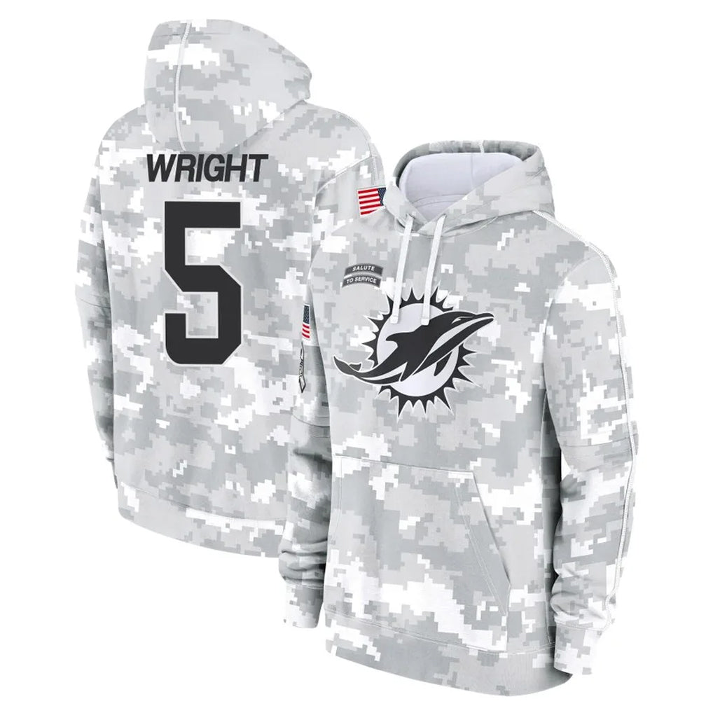Johmsee M.Dolphins #5 Jaylen Wright Player Arctic Camo Salute to Service Hoodies Limited Game Stitched Jerseys