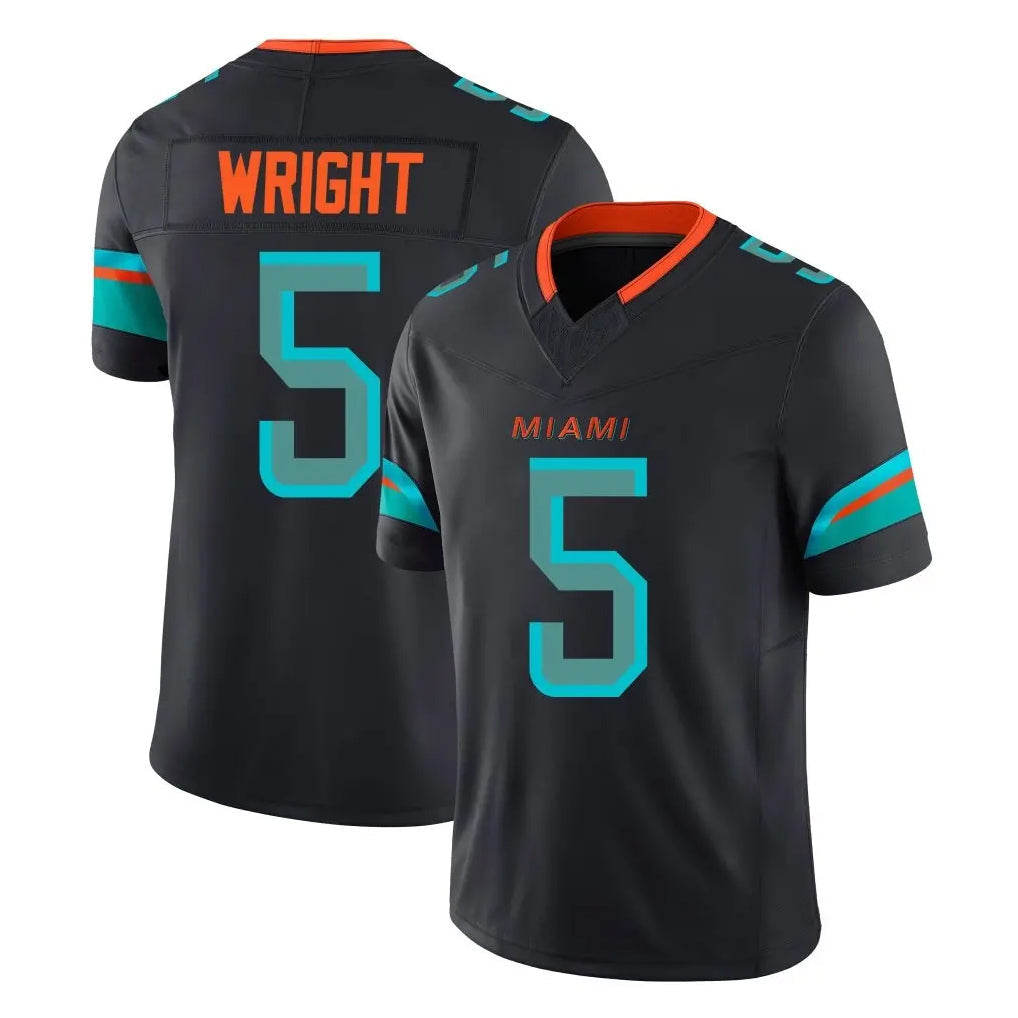 Johmsee M.Dolphins #5 Jaylen Wright Player Black Limited Pitch Rivalries Collection Home Game Stitched Jerseys