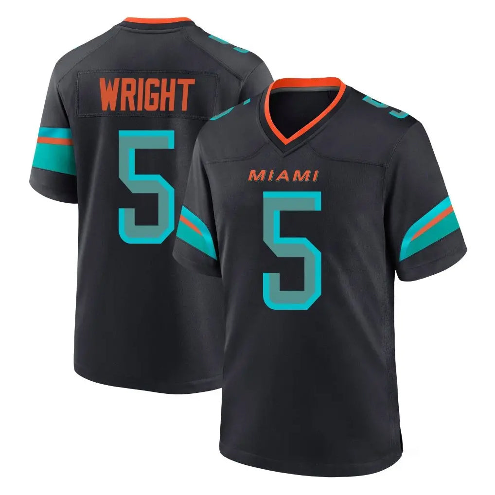 Johmsee M.Dolphins #5 Jaylen Wright Player Black Pitch Rivalries Collection Home Game Stitched Jerseys