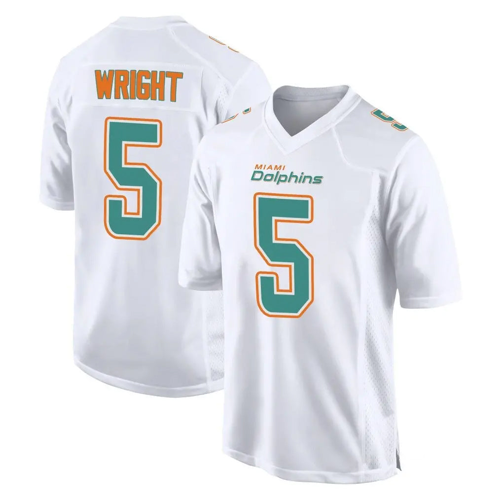 Johmsee M.Dolphins #5 Jaylen Wright Player White Fashion Home Game Stitched Jerseys