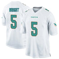 Johmsee M.Dolphins #5 Jaylen Wright Player White Home Game Stitched Jerseys