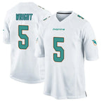 Johmsee M.Dolphins #5 Jaylen Wright Player White Home Game Stitched Jerseys