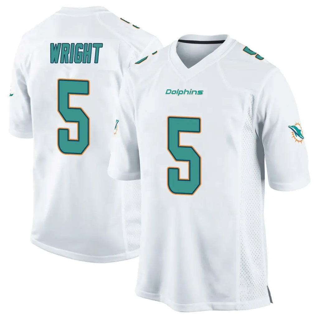 Johmsee M.Dolphins #5 Jaylen Wright Player White Home Game Stitched Jerseys