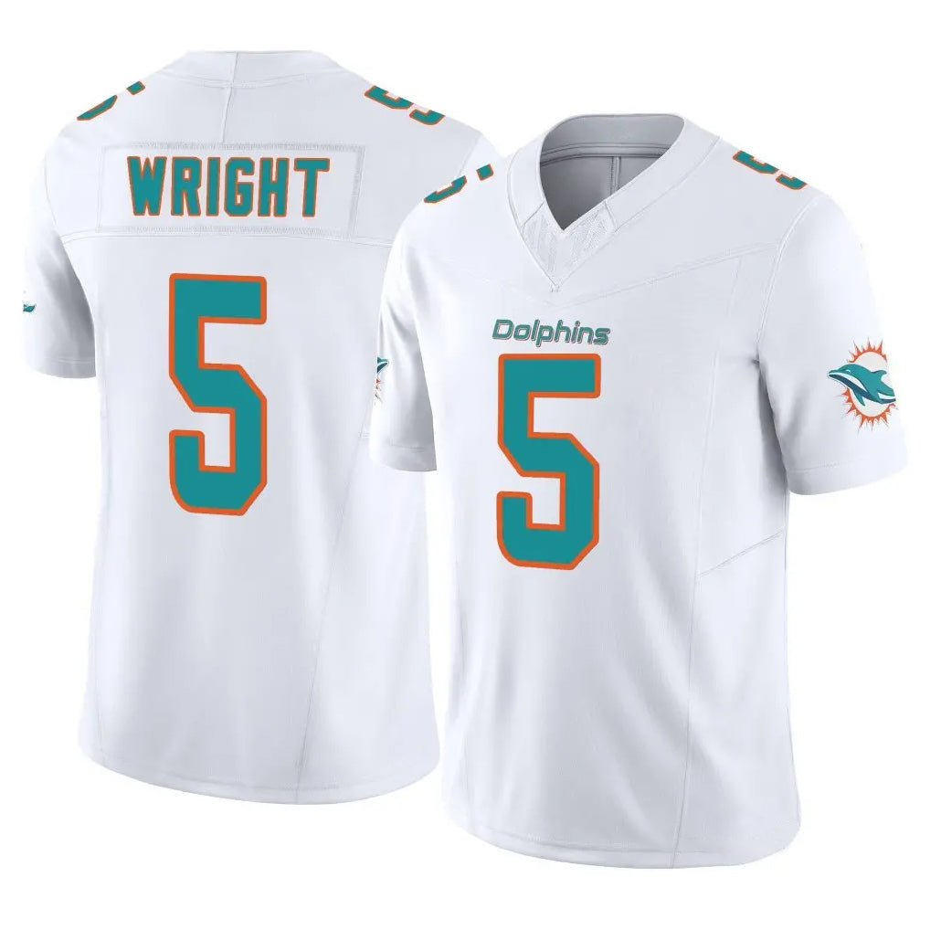 Johmsee M.Dolphins #5 Jaylen Wright Player White Limited Vapor F.U.S.E. Home Game Stitched Jerseys