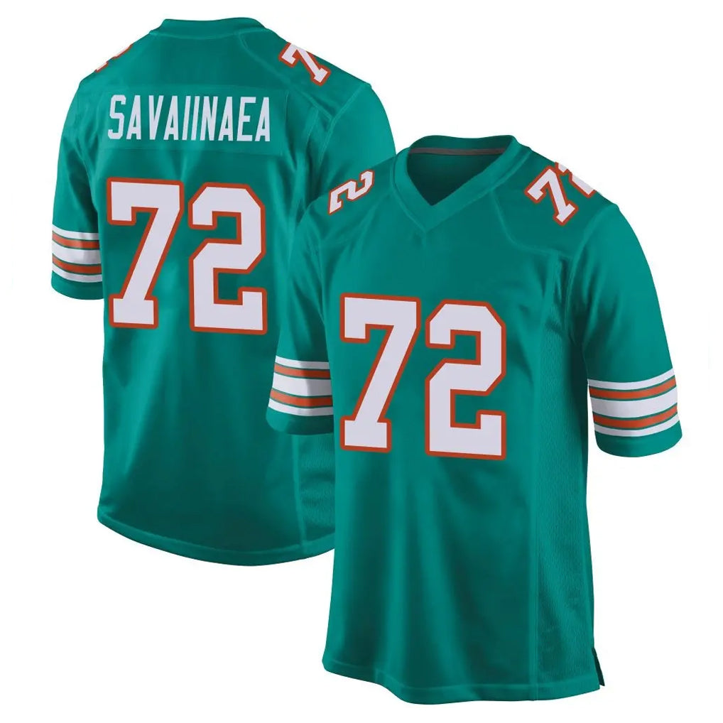 Johmsee M.Dolphins #72 Jonah Savaiinaea Player Aqua Alternate Home Game Stitched Jerseys