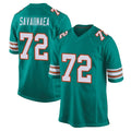 Johmsee M.Dolphins #72 Jonah Savaiinaea Player Aqua Alternate Home Game Stitched Jerseys