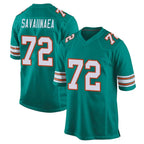 Johmsee M.Dolphins #72 Jonah Savaiinaea Player Aqua Alternate Home Game Stitched Jerseys