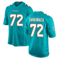 Johmsee M.Dolphins #72 Jonah Savaiinaea Player Aqua Home Game Stitched Jerseys