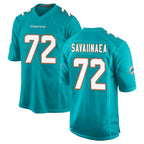 Johmsee M.Dolphins #72 Jonah Savaiinaea Player Aqua Home Game Stitched Jerseys