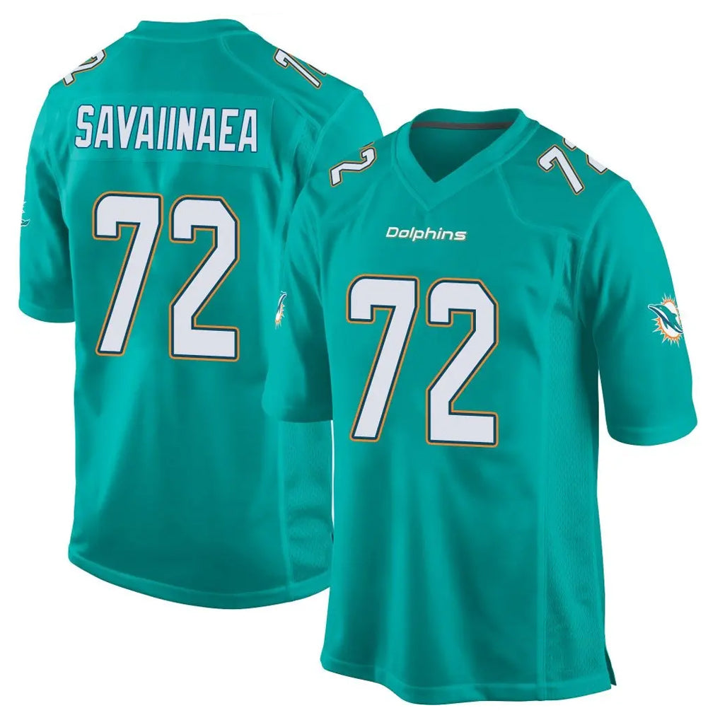 Johmsee M.Dolphins #72 Jonah Savaiinaea Player Aqua Team Color Home Game Stitched Jerseys