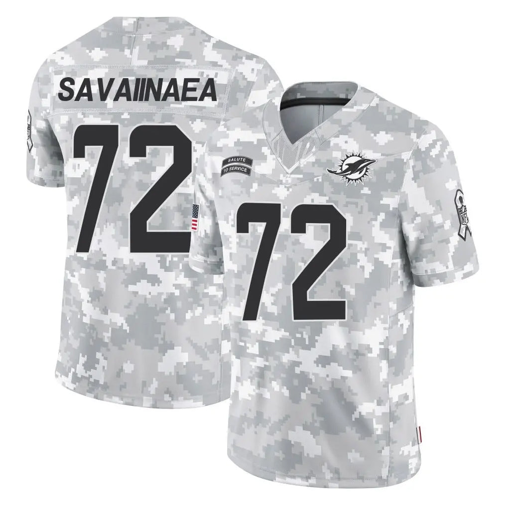 Johmsee M.Dolphins #72 Jonah Savaiinaea Player Arctic Camo Salute To Service Limited Game Stitched Jerseys