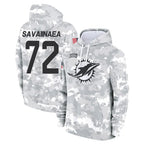 Johmsee M.Dolphins #72 Jonah Savaiinaea Player Arctic Camo Salute to Service Hoodies Limited Game Stitched Jerseys