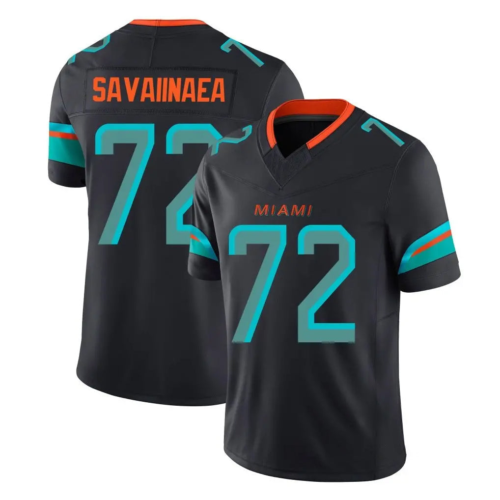 Johmsee M.Dolphins #72 Jonah Savaiinaea Player Black Limited Pitch Rivalries Collection Home Game Stitched Jerseys