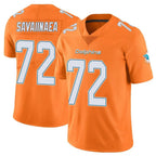 Johmsee M.Dolphins #72 Jonah Savaiinaea Player Orange Limited Home Game Stitched Jerseys