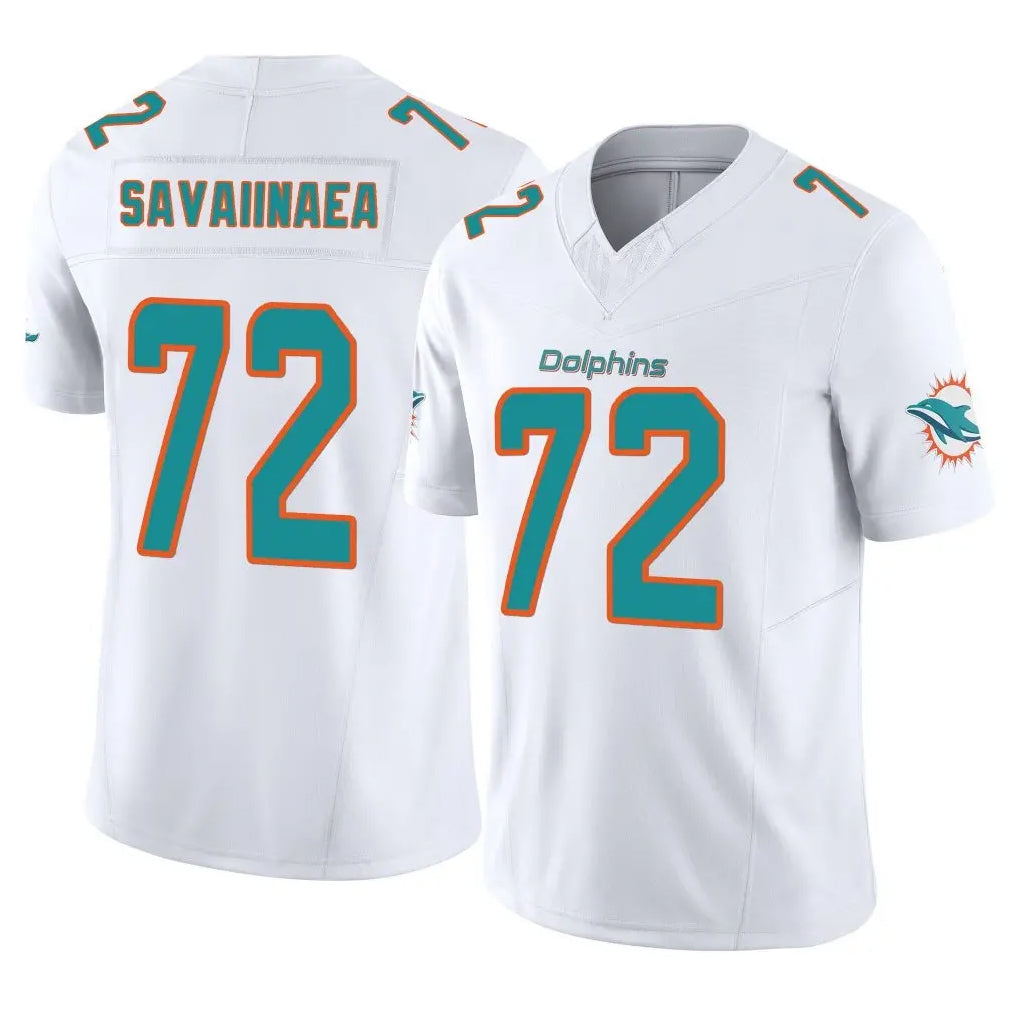 Johmsee M.Dolphins #72 Jonah Savaiinaea Player White Limited Vapor F.U.S.E. Home Game Stitched Jerseys