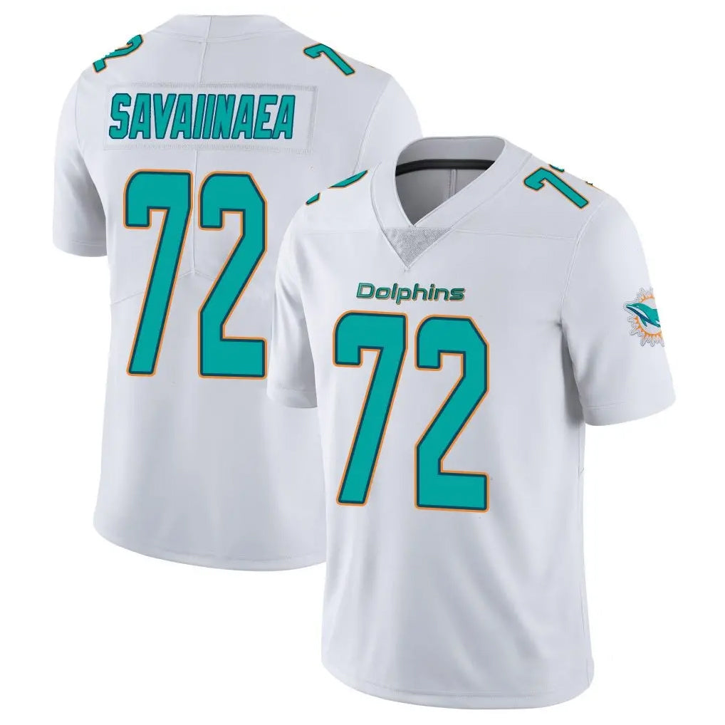 Johmsee M.Dolphins #72 Jonah Savaiinaea Player White Limited Vapor Untouchable Home Game Stitched Jerseys