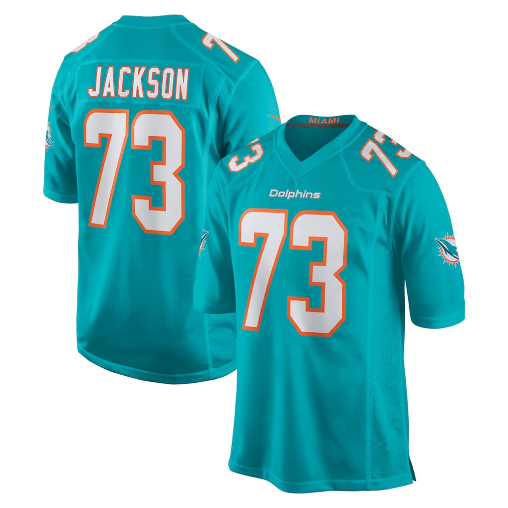 Johmsee M.Dolphins #73 Austin Jackson Player Aqua Home Game Stitched Jerseys