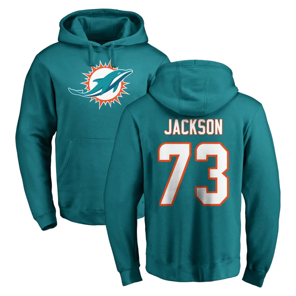 Johmsee M.Dolphins #73 Austin Jackson Player Aqua LOGO Pullover Hoodies Limited Stitched Jerseys