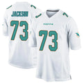 Johmsee M.Dolphins #73 Austin Jackson Player White Home Game Stitched Jerseys