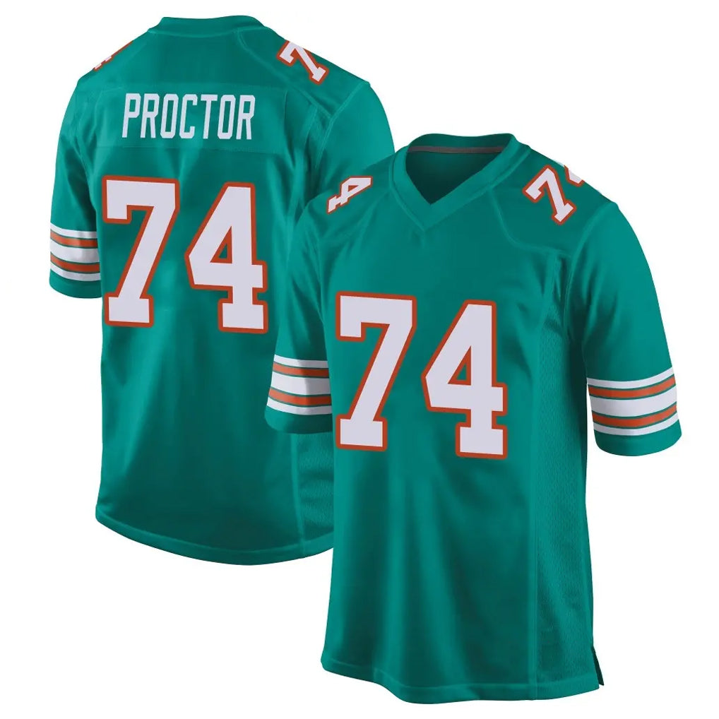 Johmsee M.Dolphins #74 Kadyn Proctor Player Aqua Alternate Home Game Stitched Jerseys