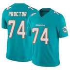 Johmsee M.Dolphins #74 Kadyn Proctor Player Aqua Limited Vapor F.U.S.E. Home Game Stitched Jerseys