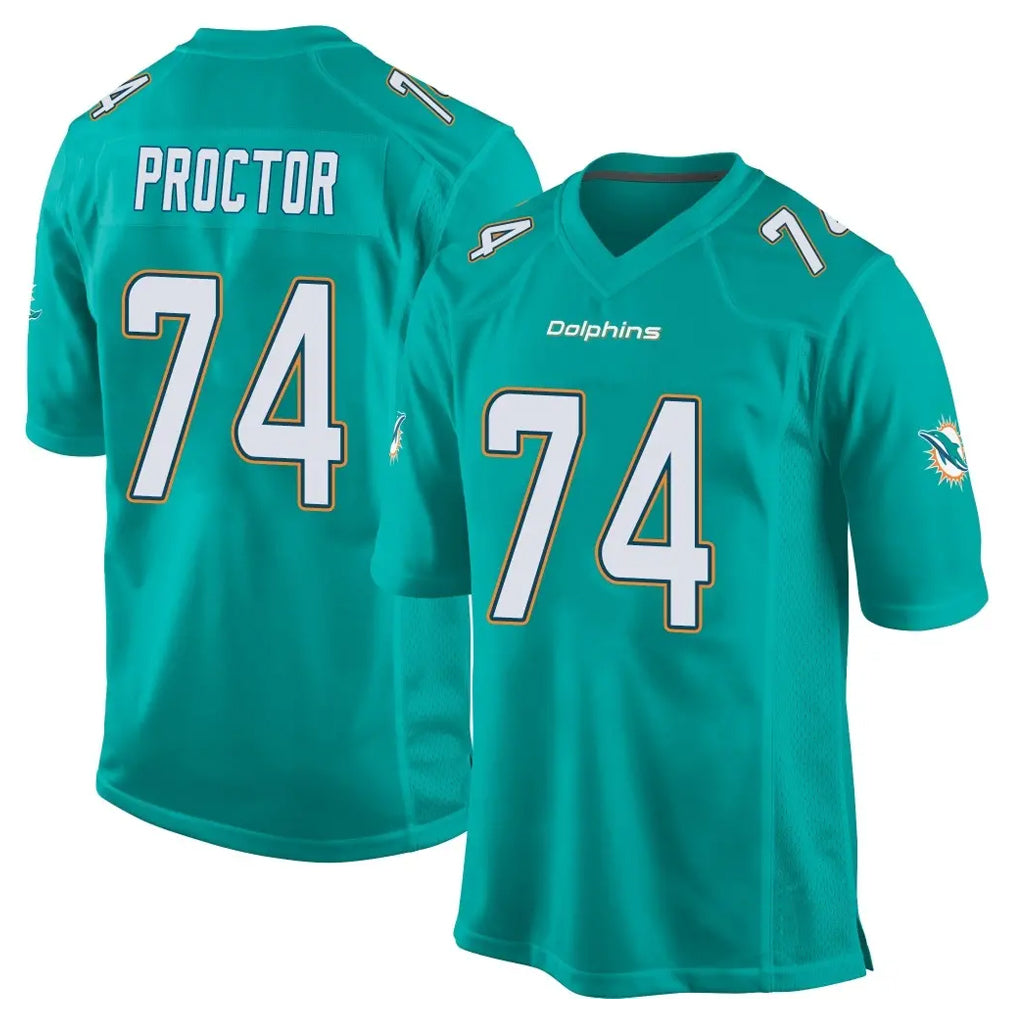 Johmsee M.Dolphins #74 Kadyn Proctor Player Aqua Team Color Home Game Stitched Jerseys